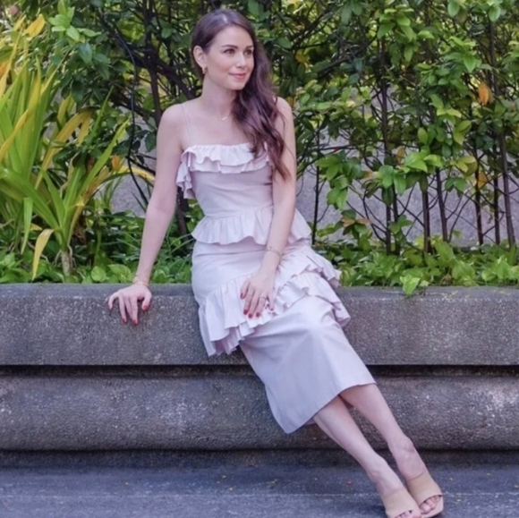 Brock Collection × H&M Ruffle Flounced Dress Linen Blend Size Medium Blogger Fav - Picture 3 of 14